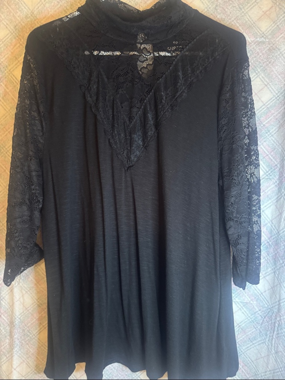 Torrid Black Lace Yoke Tunic Top